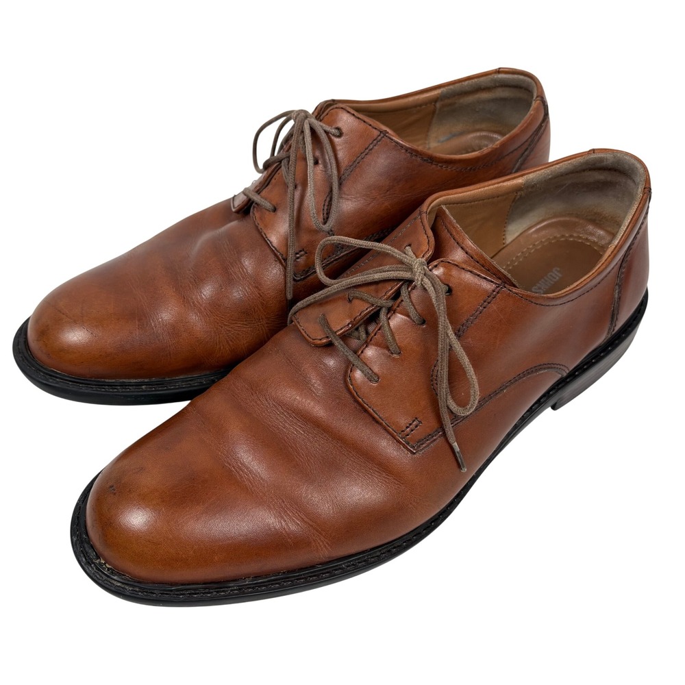 Johnston & Murphy Derby Shoes 9.5M Tan Leather Plain Toe 20-3360 Business Dress‎